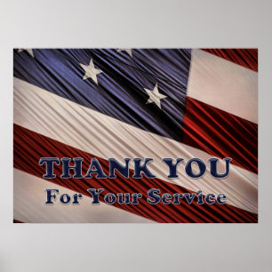 Pôster Obrigado patriótico da bandeira dos veteranos