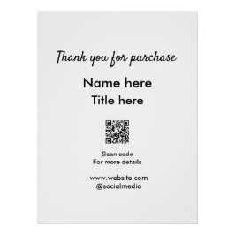 Pôster Obrigado pela compra nome título aqui digitalize Q