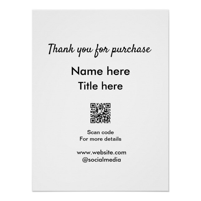 Pôster Obrigado pela compra nome título aqui digitalize Q (Frente)