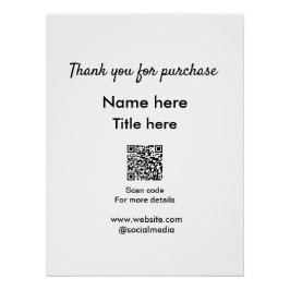 Pôster Obrigado pela compra título aqui scan QR