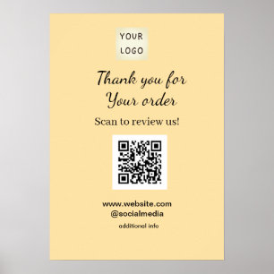 Poster Obrigado pelo pedido código QR Revisão nosso logot