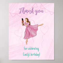Poster Obrigado Por Celebrar - Ballerina Birthday