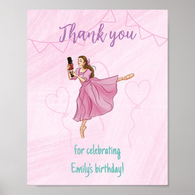 Poster Obrigado Por Celebrar - Ballerina Birthday (Frente)