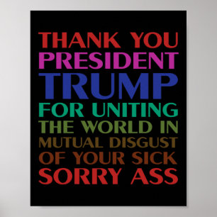 Poster Obrigado Presidente Trump Por Unir O Mundo -