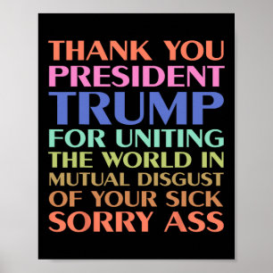 Poster Obrigado Presidente Trump Por Unir O Mundo -