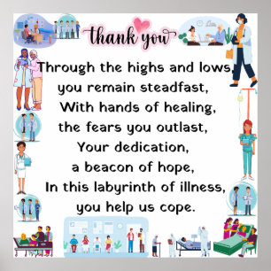 Poster Obrigado, querido funcionarios hospitalar