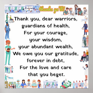 Poster Obrigado, querido funcionarios hospitalar