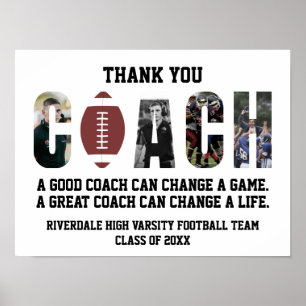 Poster Obrigado Treinador de Futebol Esportes Da Equipe L