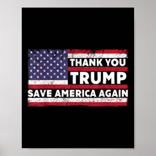 Poster Obrigado Trump Salve A América Novamente Suporte T