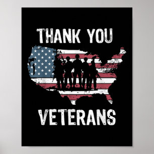 Poster Obrigado Veteranos Memória dos Soldados Dizendo Am