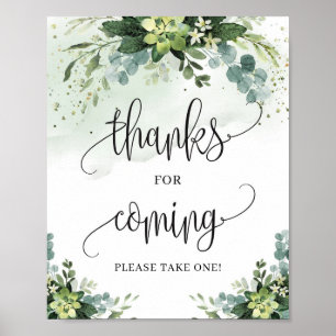 Poster obrigados de boho suculentos verdes para o sinal