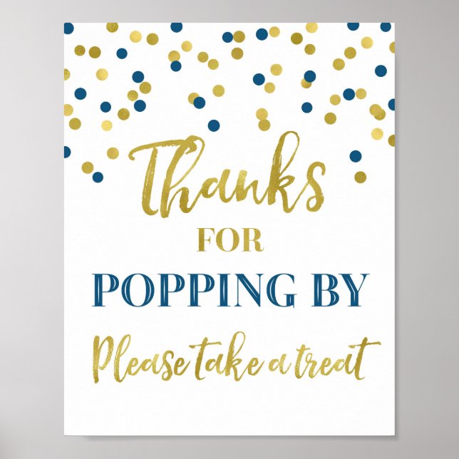 Poster Obrigados de Confetti Dourado Azul para Pop por Si (Frente)