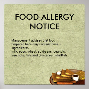 Pôster Observação da alergia de comida