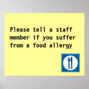 Pôster Observação da alergia de comida do restaurante