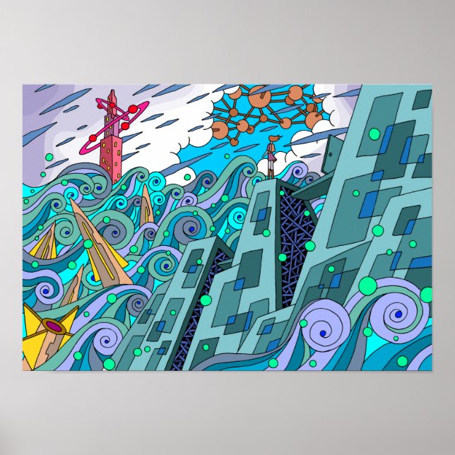 Poster Observador nas ondas. (Frente)