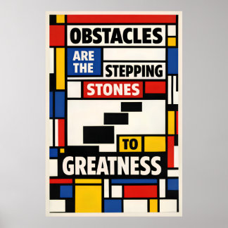 Poster Obstáculos Pedras de Passo Mondrian Tipografia