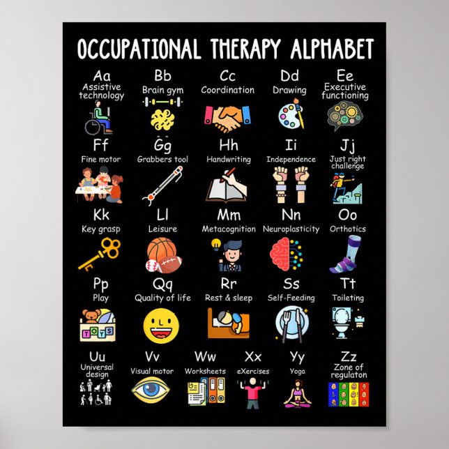 Poster Occupational Therapy Alphabet Ota Funny Teacher Lo (Frente)
