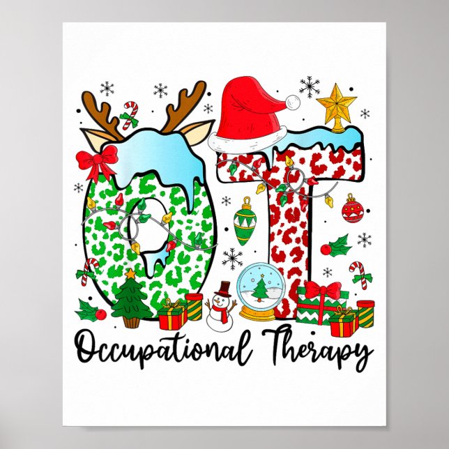 Poster Occupational Therapy Christmas Lights Santa Hat Ot (Frente)