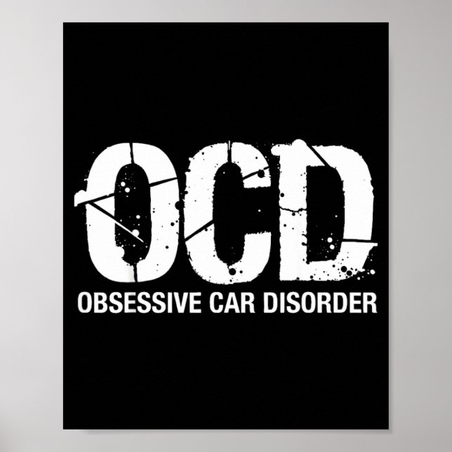 Poster Ocd Obsessive Car Disorder Funny Lover Garage Guy  (Frente)