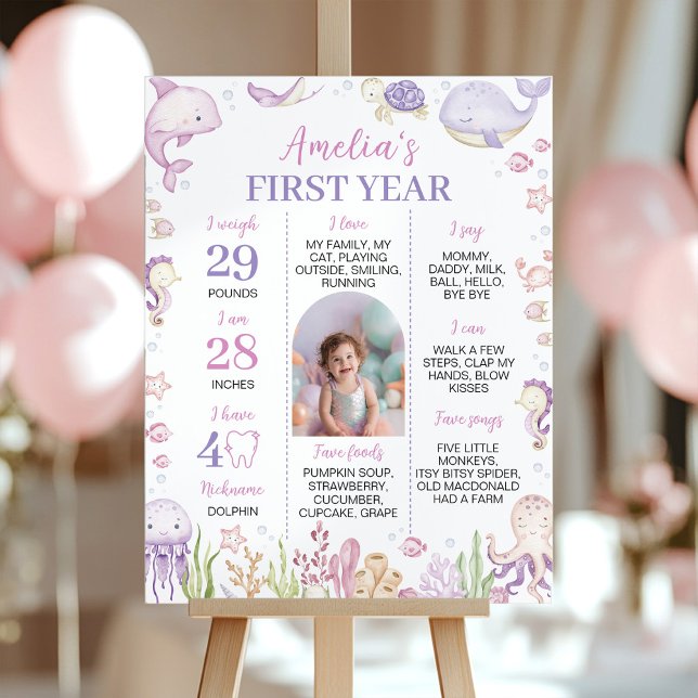 Poster Ocean Animal Girl Abaixo do Março de Aniversário (Criador carregado)