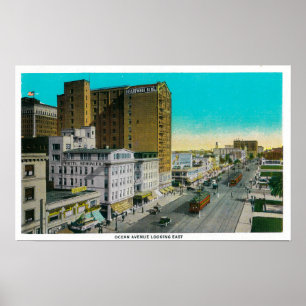 Pôster Ocean Avenue Olhando para Leste, Long Beach