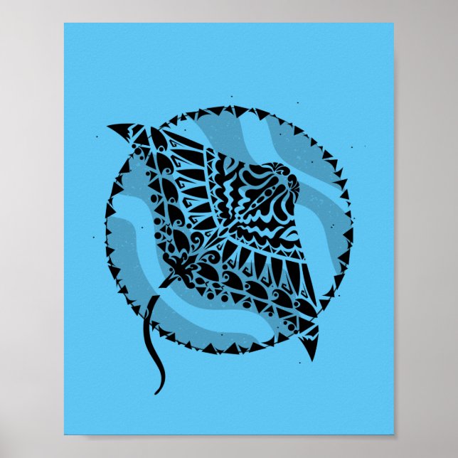 Poster Ocean Blue Manta Ray  (Frente)