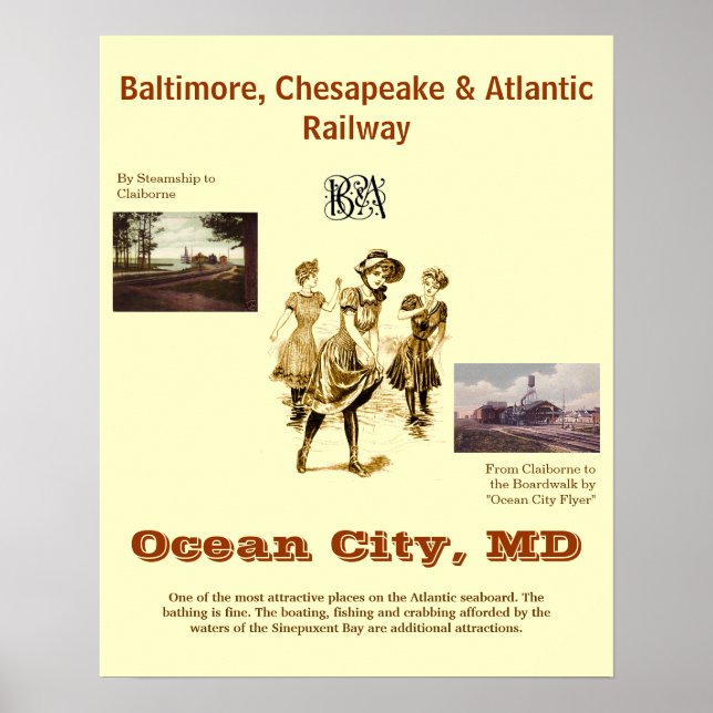 Poster Ocean City Maryland, Viagens vintage (Frente)