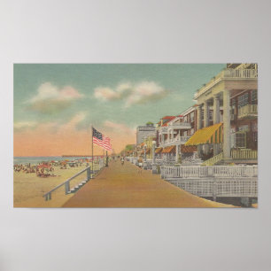 Poster Ocean City, MD Cottages & Beach, 1950
