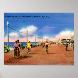 Poster Ocean City NJ, Bicicleta de Caminho de Ferro, Vint