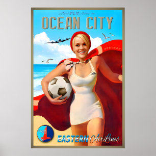 Poster Ocean City Nova Jersey Eastern Air Lines Nova Viag