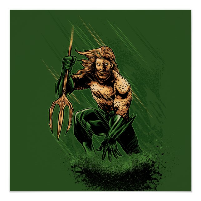 Pôster Ocean King Trident Warrior Dynamic Comic Art (Frente)