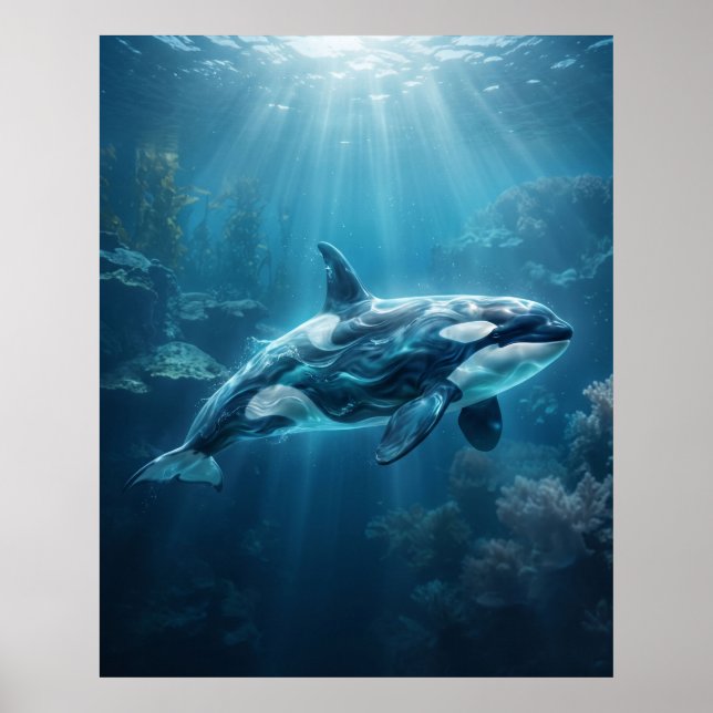 Poster Ocean Orca Arctic Blue Depths (Frente)