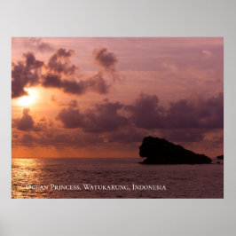 Poster Ocean Princess Rocks Sunset Sky Twilight