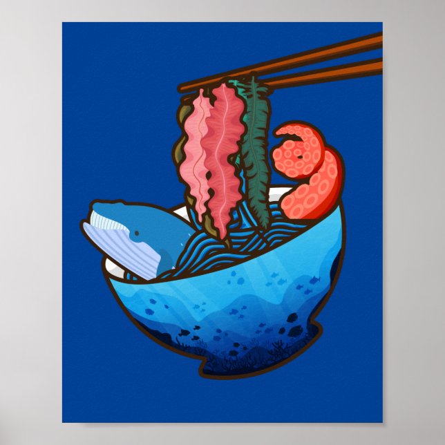 Poster Ocean Ramen Tentacle Kelp Comida Natureza (Frente)