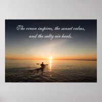 Ocean Sunset Kayak - Cotação Inspiracional Poste