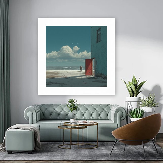 Poster Ocean View - A Man Stands Staring at Ocean (Criador carregado)