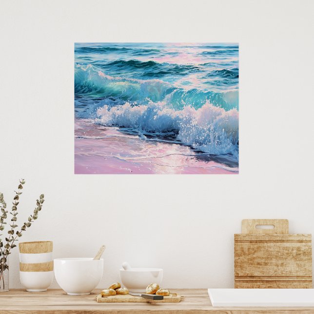 Poster Ocean Waves Crashing on Shoreline (Cozinha)