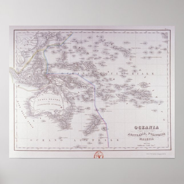 Pôster Oceânia (Austrália, Polinésia e Malásia) (Frente)
