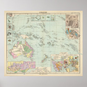 Poster Oceanien - mapa do atlas de Oceania