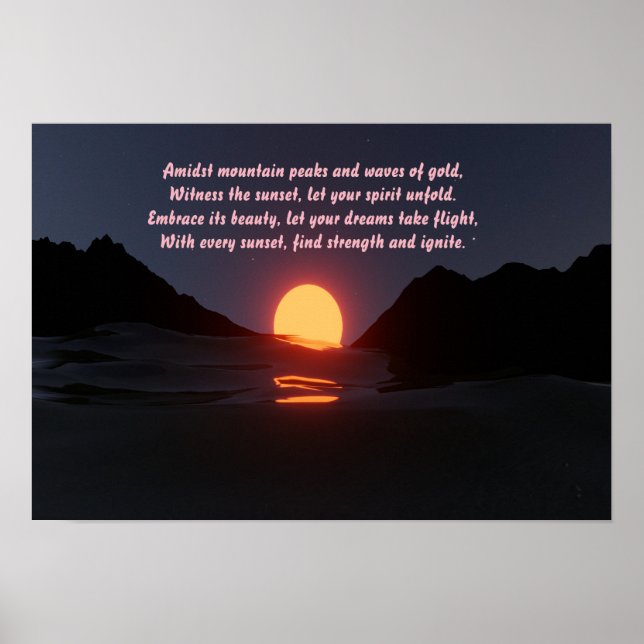 Poster oceano de ondas de montanha por sol Estética (Frente)