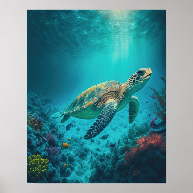 Poster Oceano de Tartaruga Marinha Vida Animal Animais de (Frente)