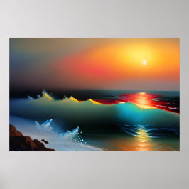 Poster Oceano Eetano e Arte AI Sunset