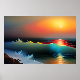 Poster Oceano Eetano e Arte AI Sunset