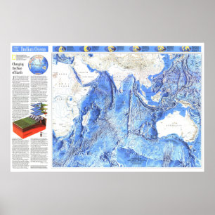 Poster "Oceano Índico: MAPA pormenorizado de 1992 ...