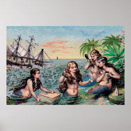 Poster Oceano Náutico Mágico Sereia