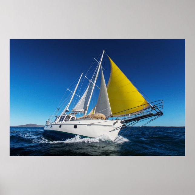 Poster Oceano Navegando Em Um Iate (Frente)