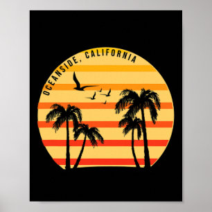 Poster Oceanside Beach California Palms VacSurf Sun