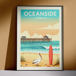 Poster Oceanside Califórnia Antiga