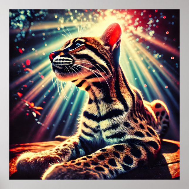 Poster Ocelot Luminoso - Arte Ligeira Mística (Frente)