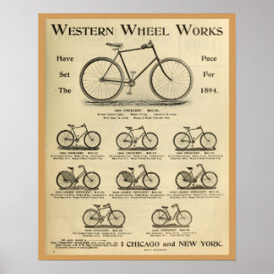 Poster ocidental do anúncio da bicicleta de 1894